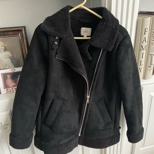Loft Faux Suede Aviator Coat